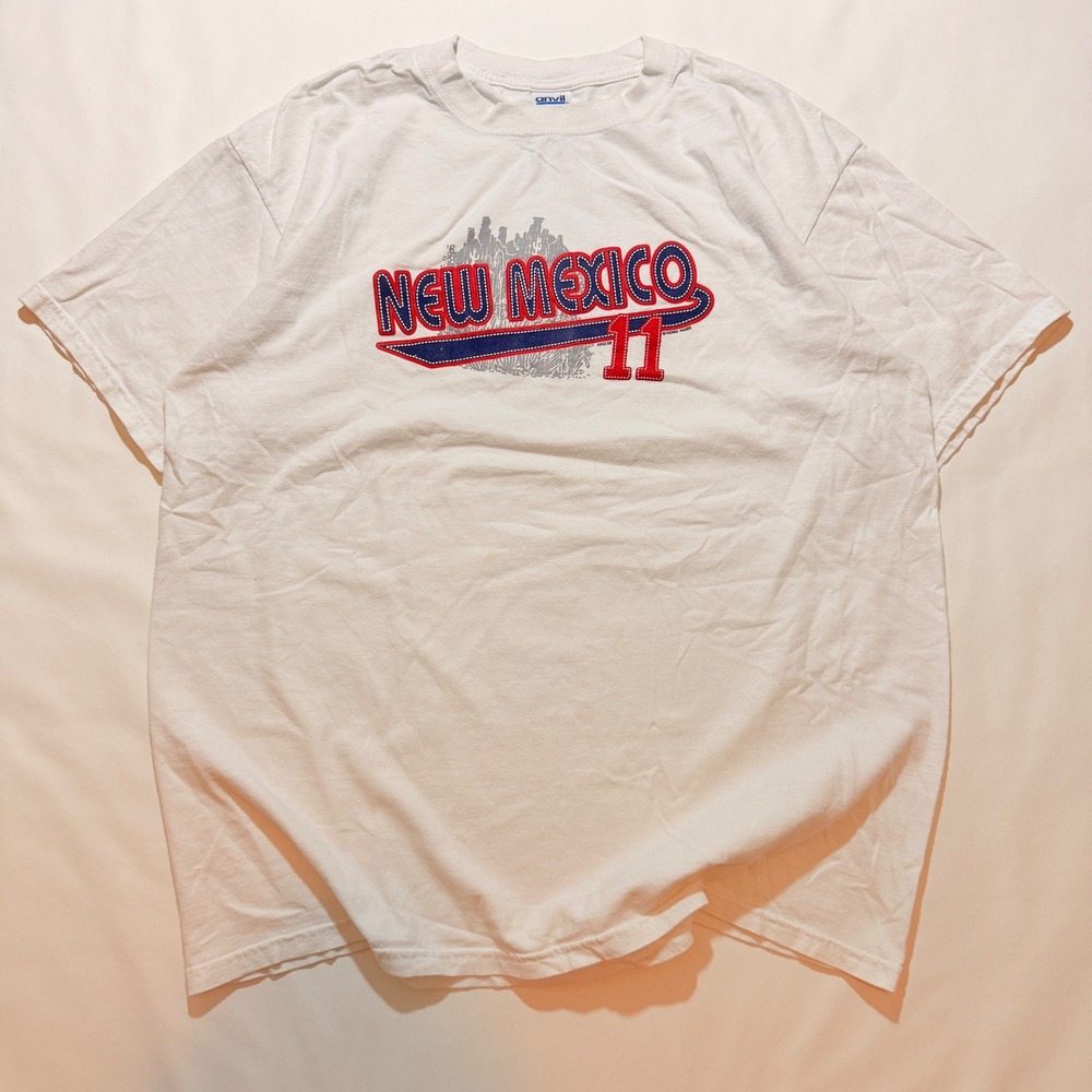 Anvil New Mexico 11 T-Shirt Mens XL White Vintage Y2K Graphic Tee